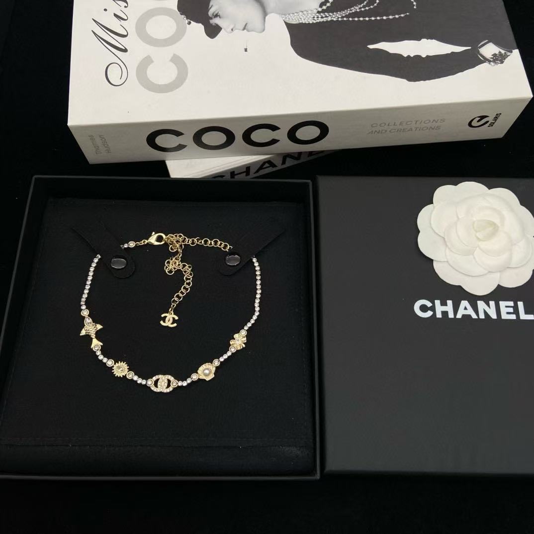 CHANE1 フルダイヤモンド ダブルC ロウ ダイヤモンドネックレス【 50％割引+送料無料】