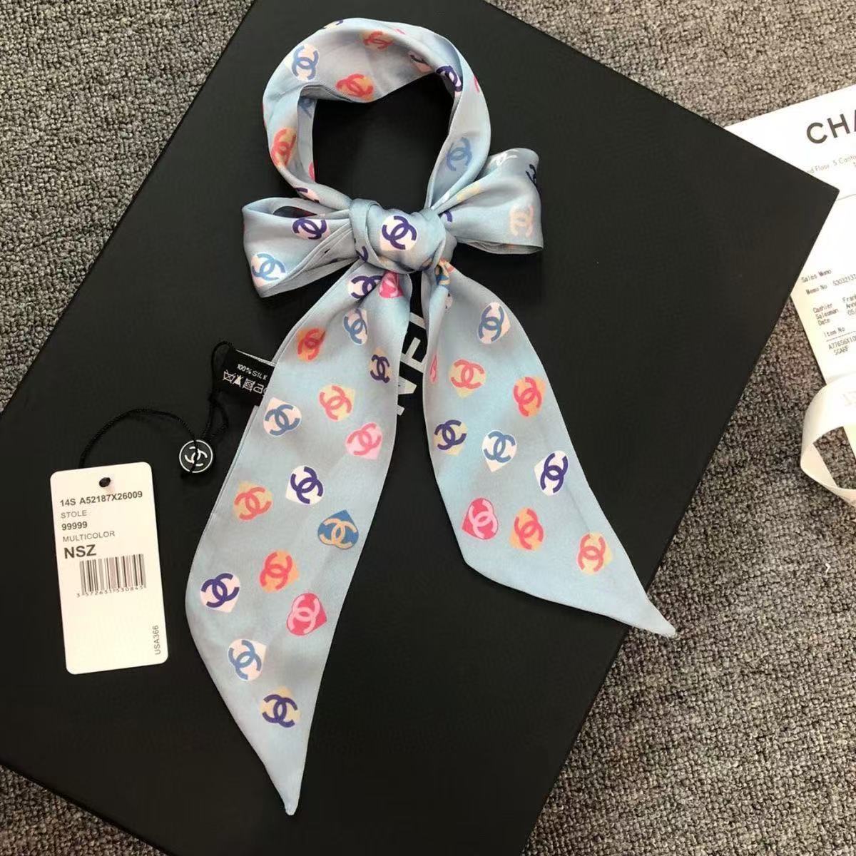 CHANE1 フルロゴ シルクスカーフ【 50％割引+送料無料】