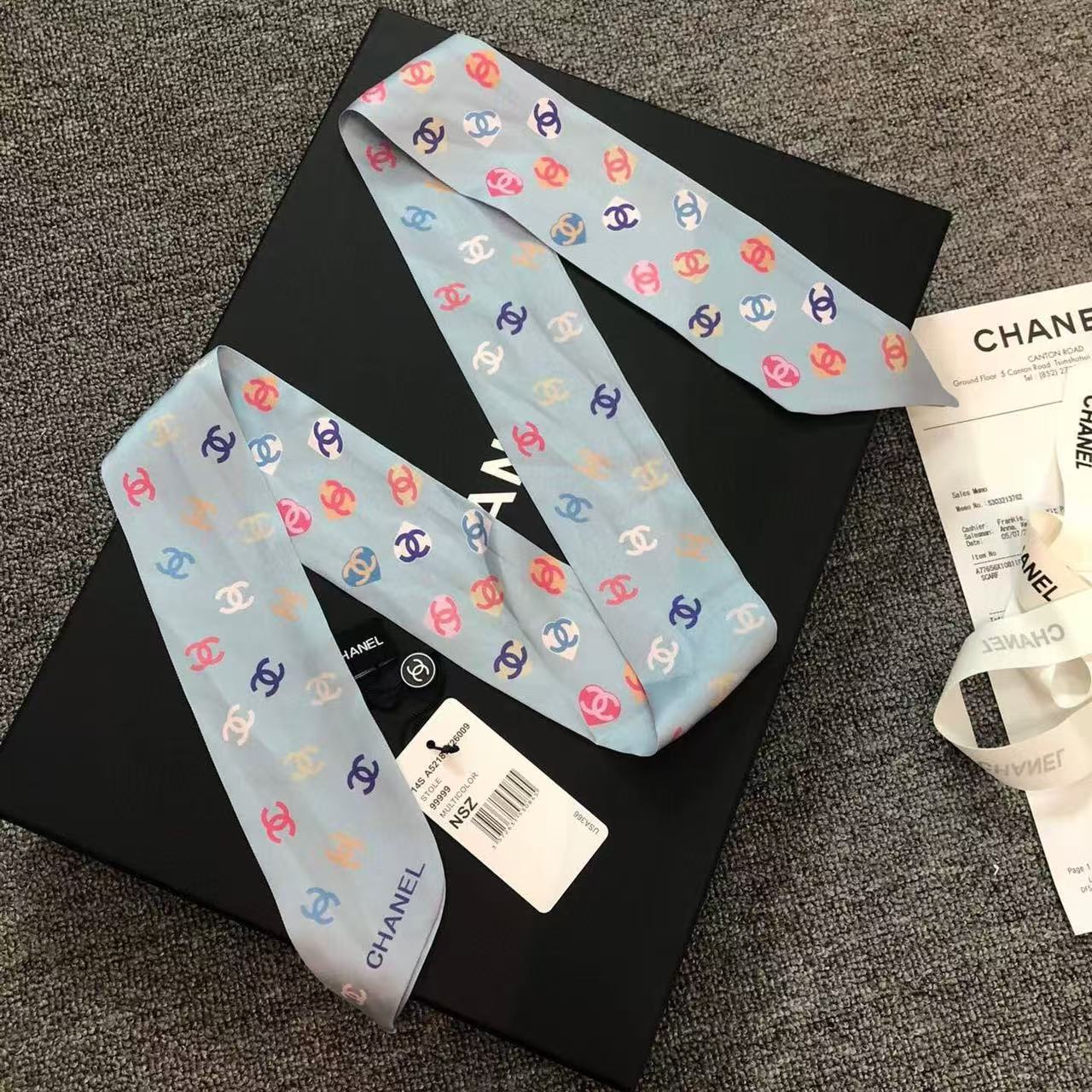 CHANE1 フルロゴ シルクスカーフ【 50％割引+送料無料】