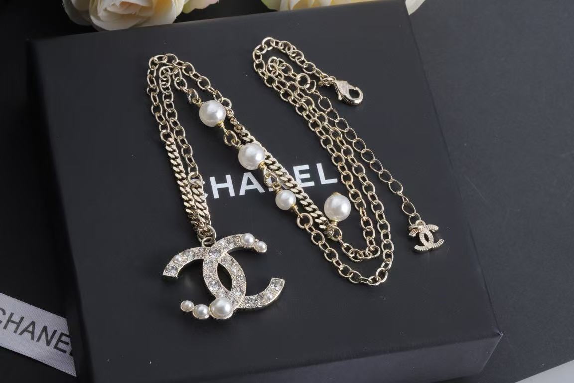 CHANE1 ダブルCパールネックレス【50％割引+送料無料】
