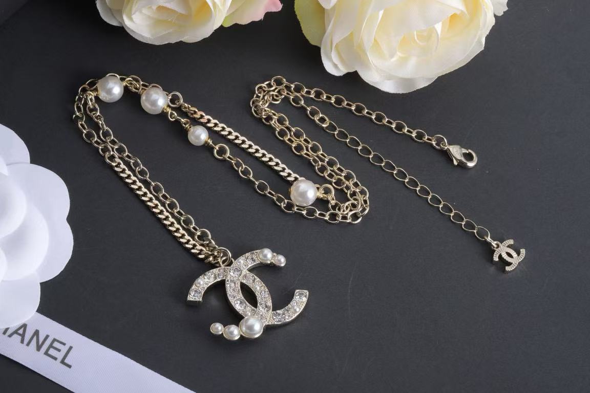 CHANE1 ダブルCパールネックレス【50％割引+送料無料】