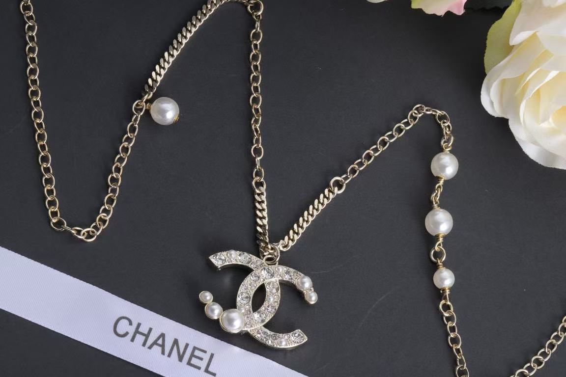 CHANE1 ダブルCパールネックレス【50％割引+送料無料】