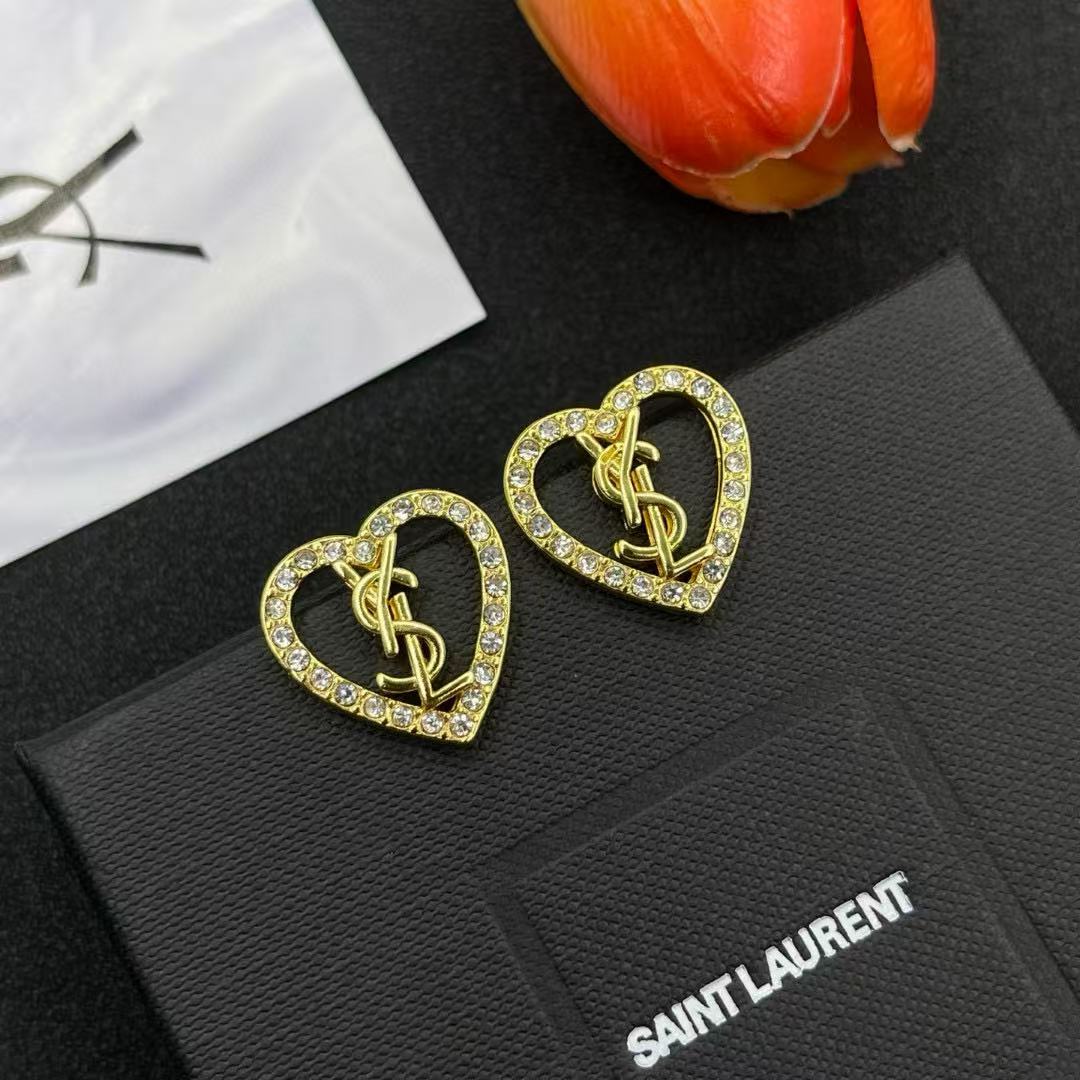 YSL ハート型ダイヤモンドイヤリング【 50％割引+送料無料】