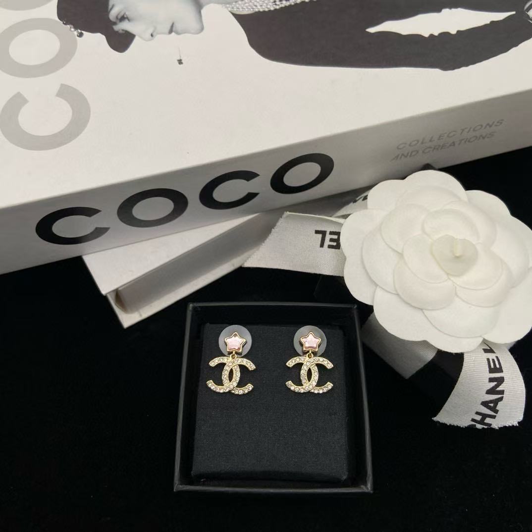 CHANE1 五芒星ダブルCイヤリング【 50％割引+送料無料】