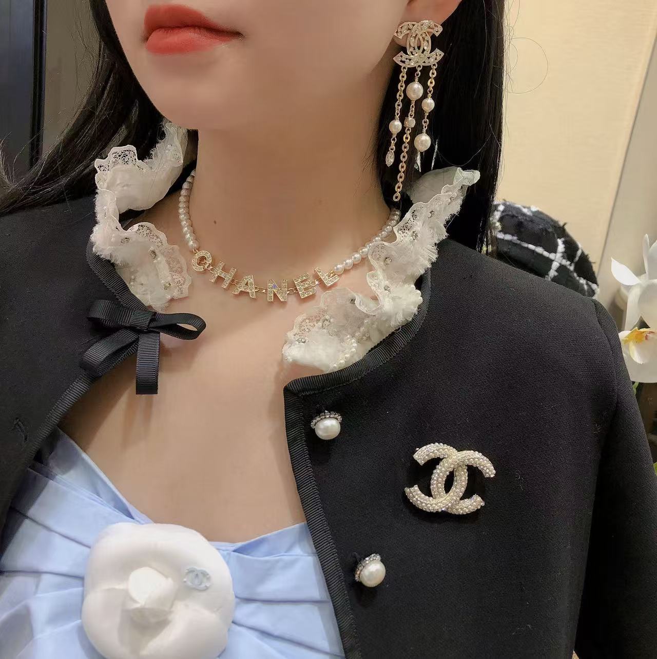 CHANE1 タッセルパールイヤリング【 50％割引+送料無料】