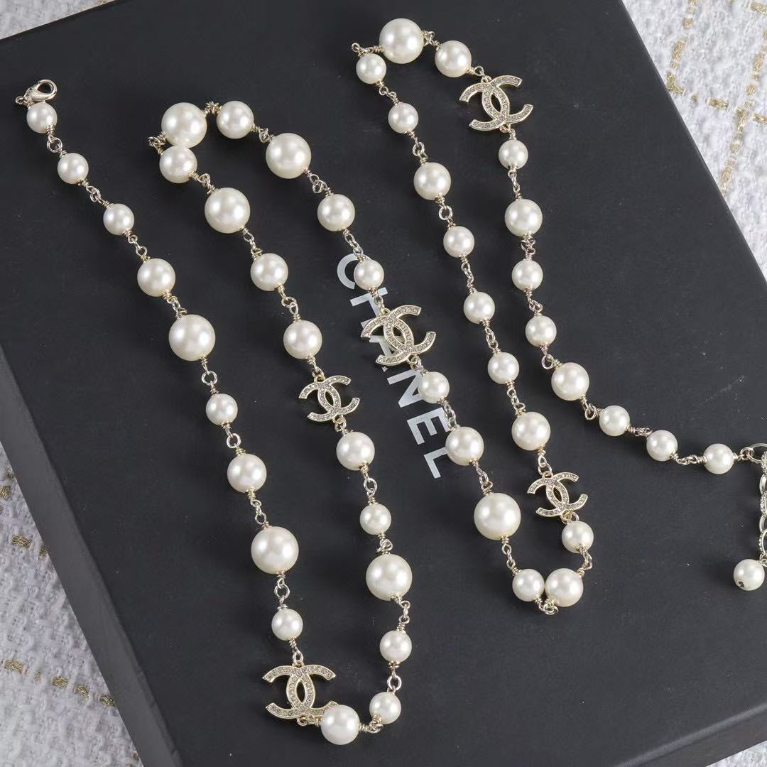 CHANE1 ダブルCパールセーターネックレス【 50％割引+送料無料】