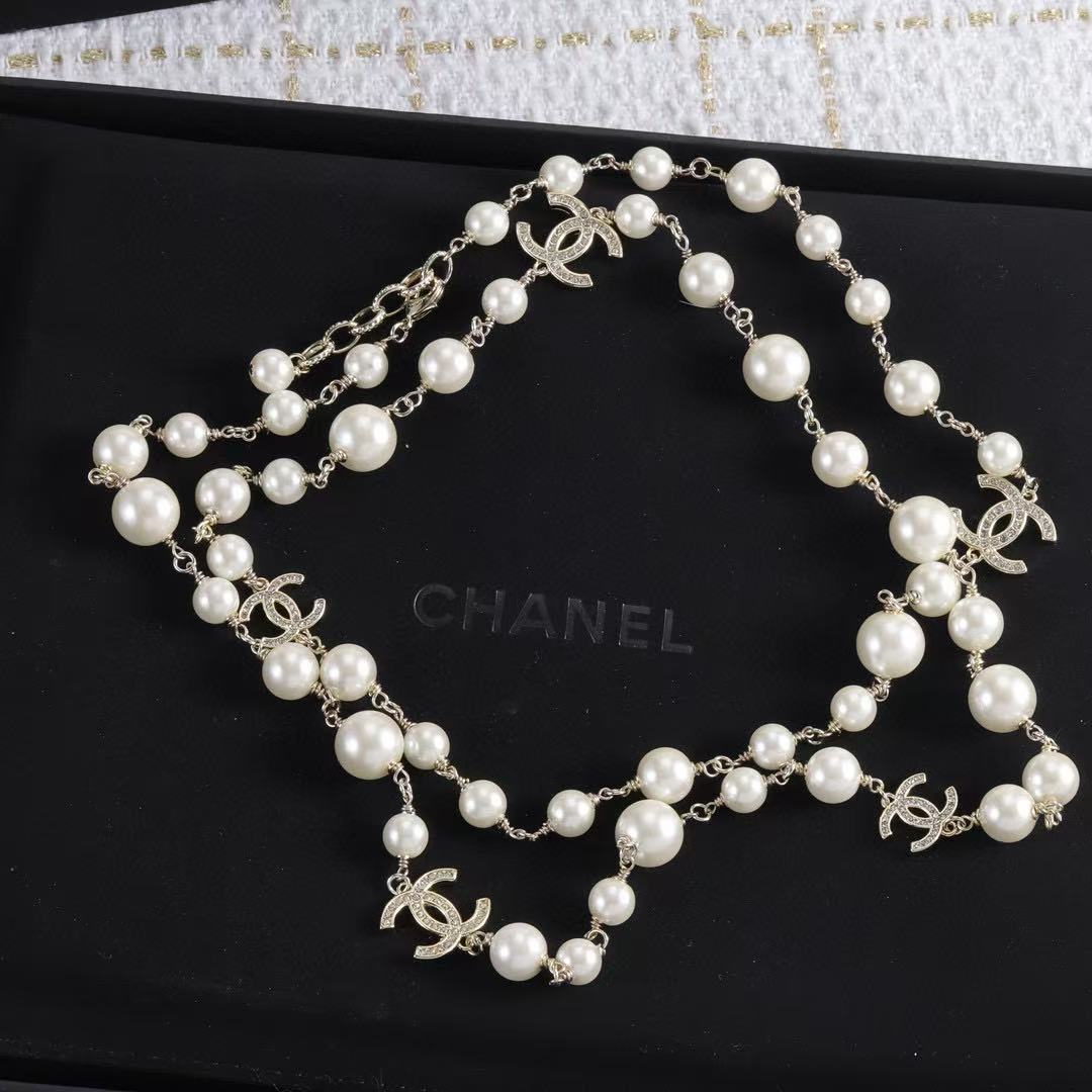 CHANE1 ダブルCパールセーターネックレス【 50％割引+送料無料】