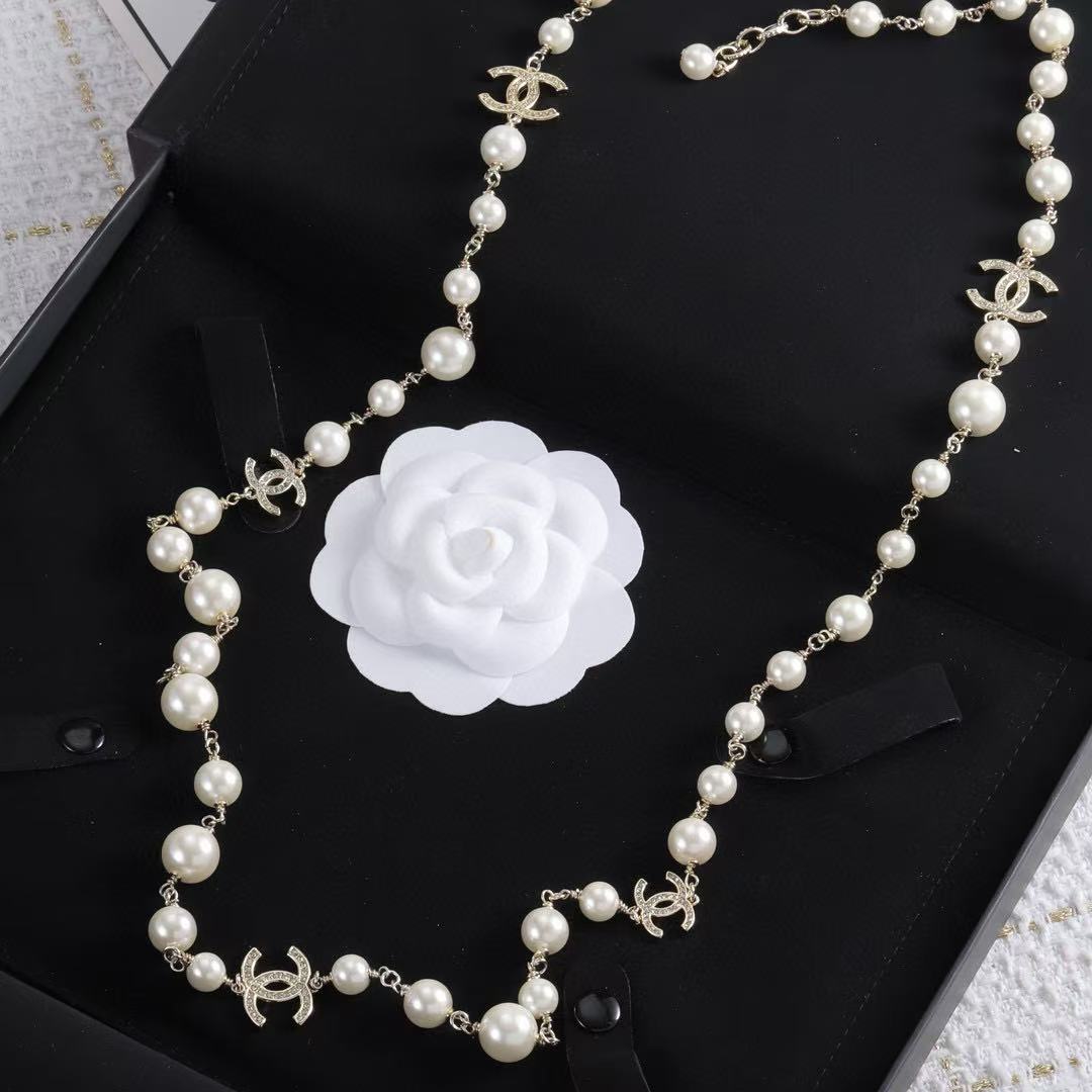 CHANE1 ダブルCパールセーターネックレス【 50％割引+送料無料】