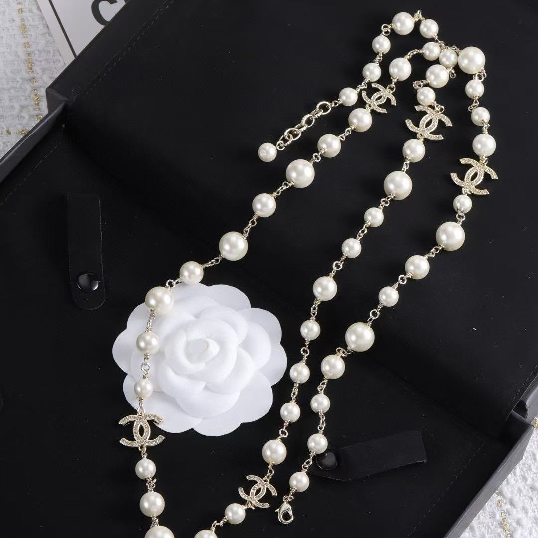 CHANE1 ダブルCパールセーターネックレス【 50％割引+送料無料】