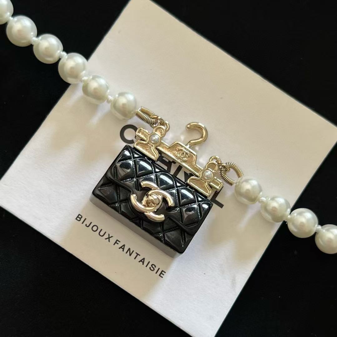 CHANE1 パールバッグネックレス【 50％割引+送料無料】