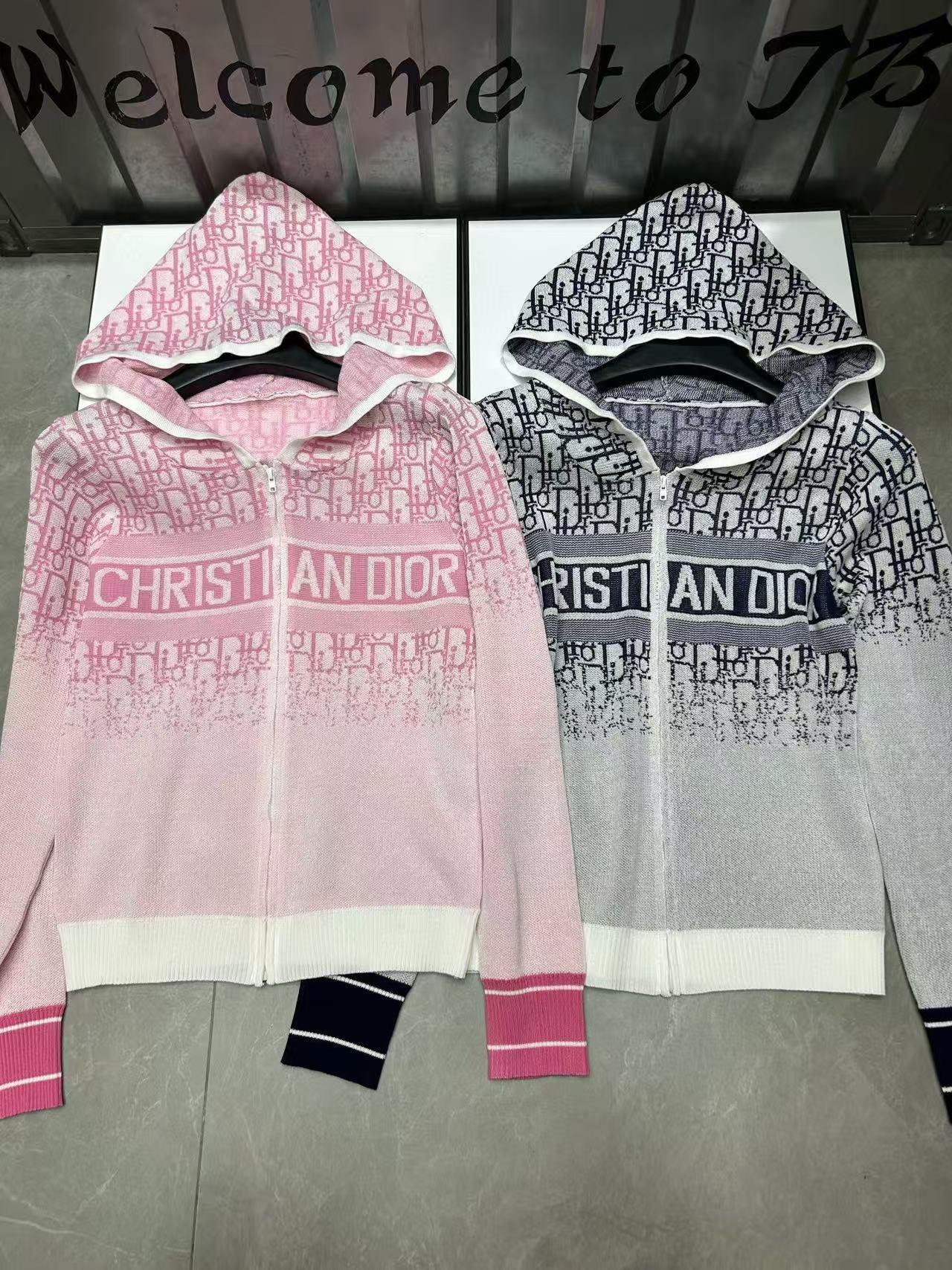 DI0R グラデーション フード付きウールカーディガン【 50％割引+送料無料】