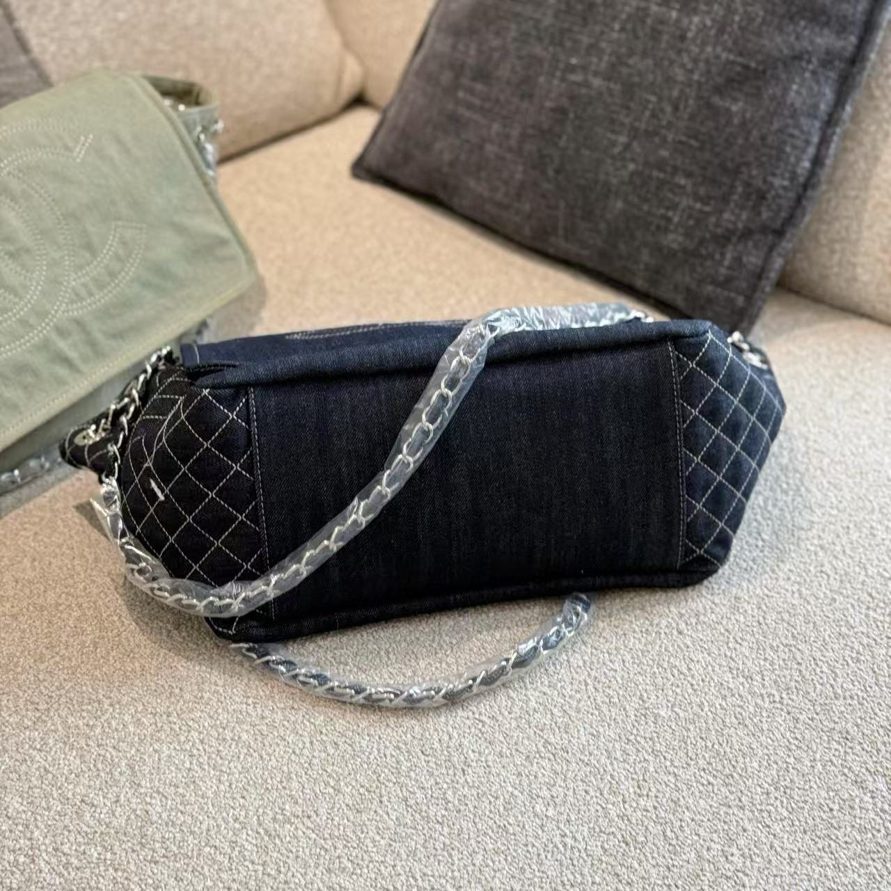 CHANE1 デニムダブルCラージロゴチェーンバッグ【 50％割引+送料無料】