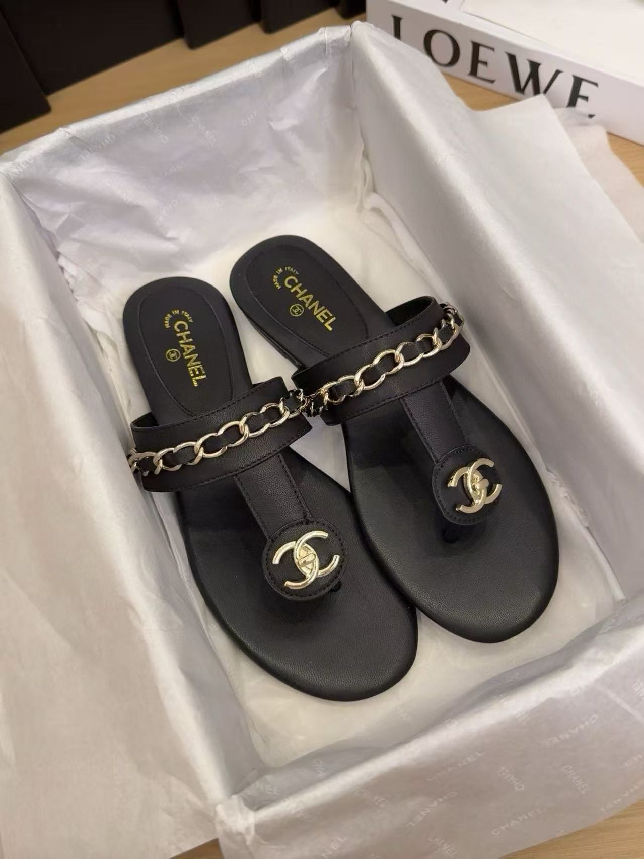 CHANE1 高品質チェーンシープスキンスリッパ【50％割引+送料無料】