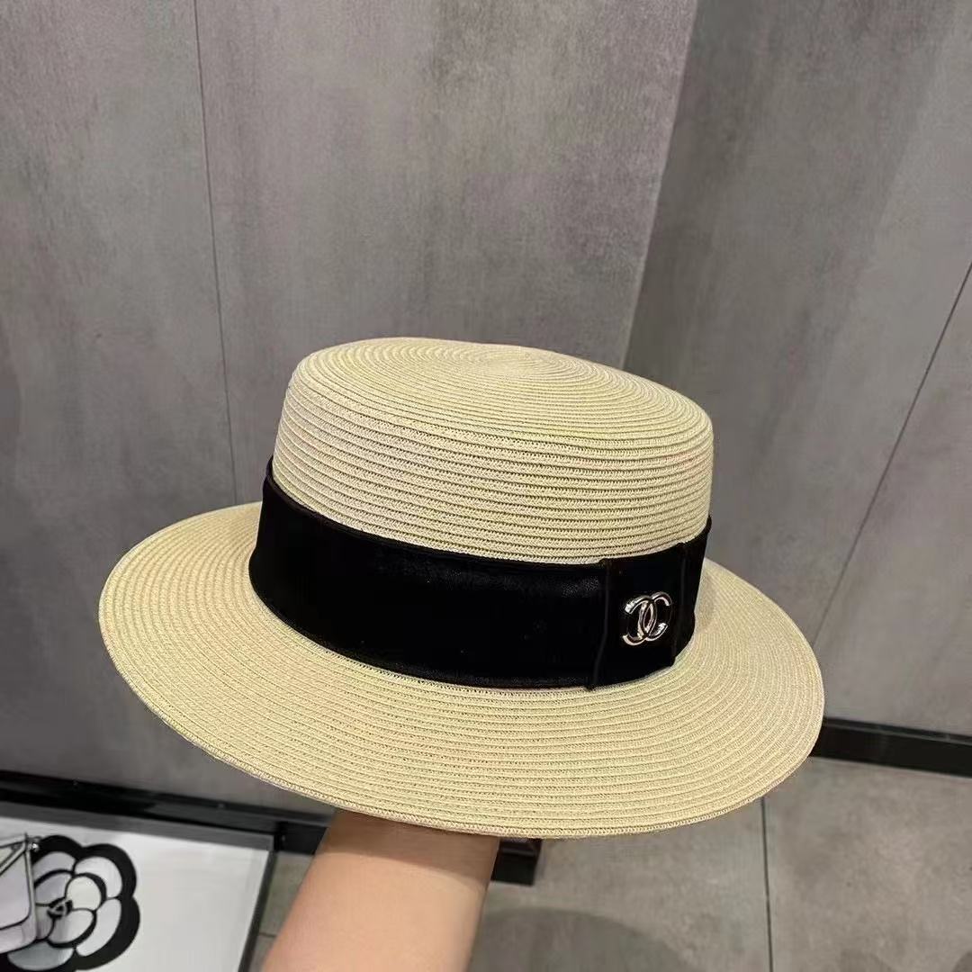 CHANE1 ダブルC ストローフラットハット【 50％割引+送料無料】