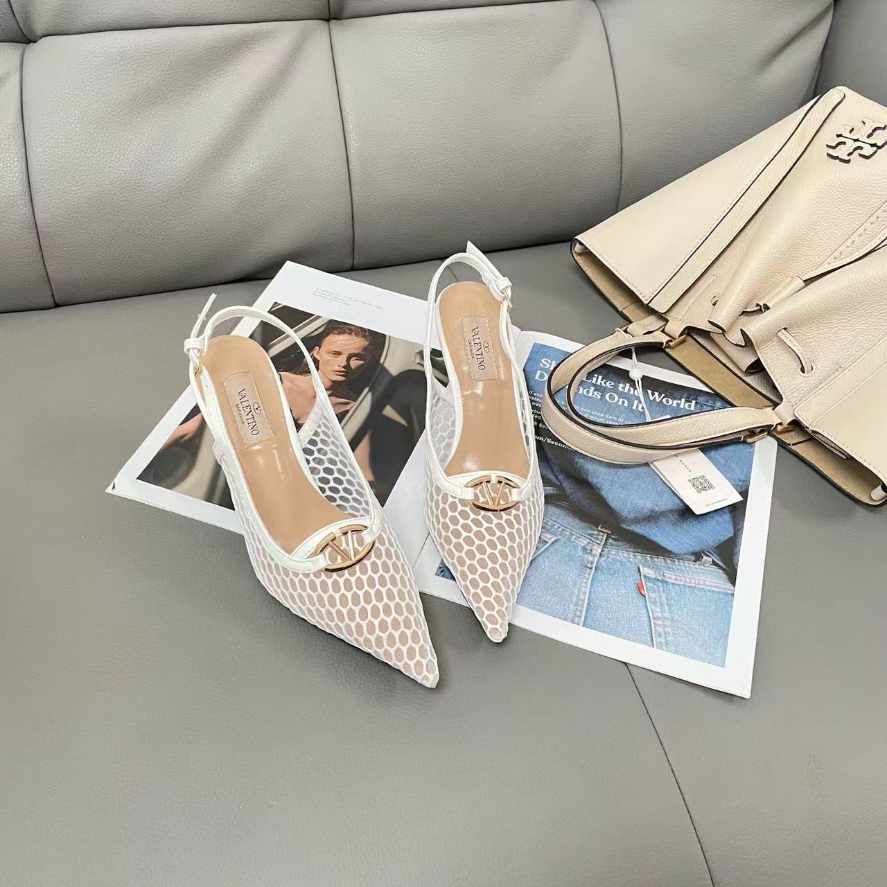 VALENT1NO メッシュ中空ポインテッドハイヒール【50％割引+送料無料】