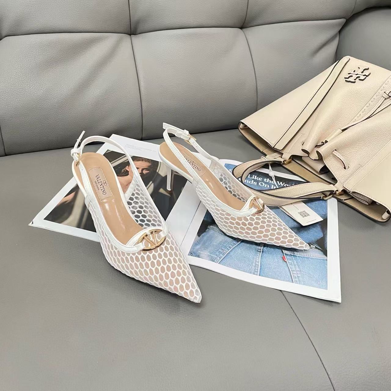 VALENT1NO メッシュ中空ポインテッドハイヒール【50％割引+送料無料】