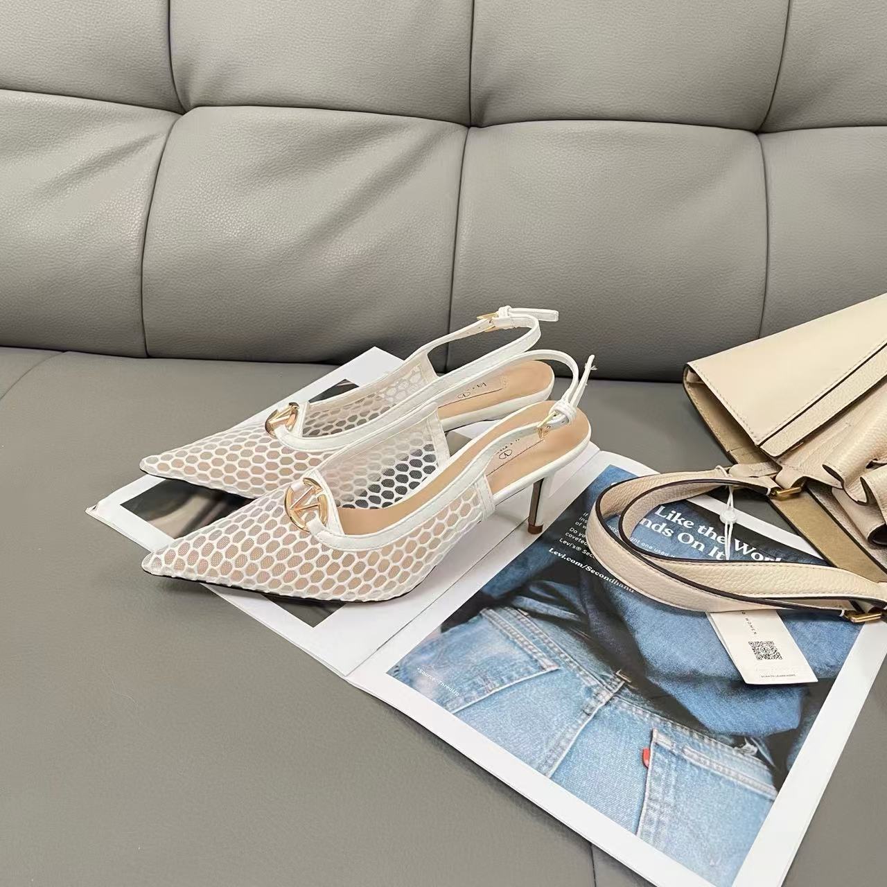 VALENT1NO メッシュ中空ポインテッドハイヒール【50％割引+送料無料】