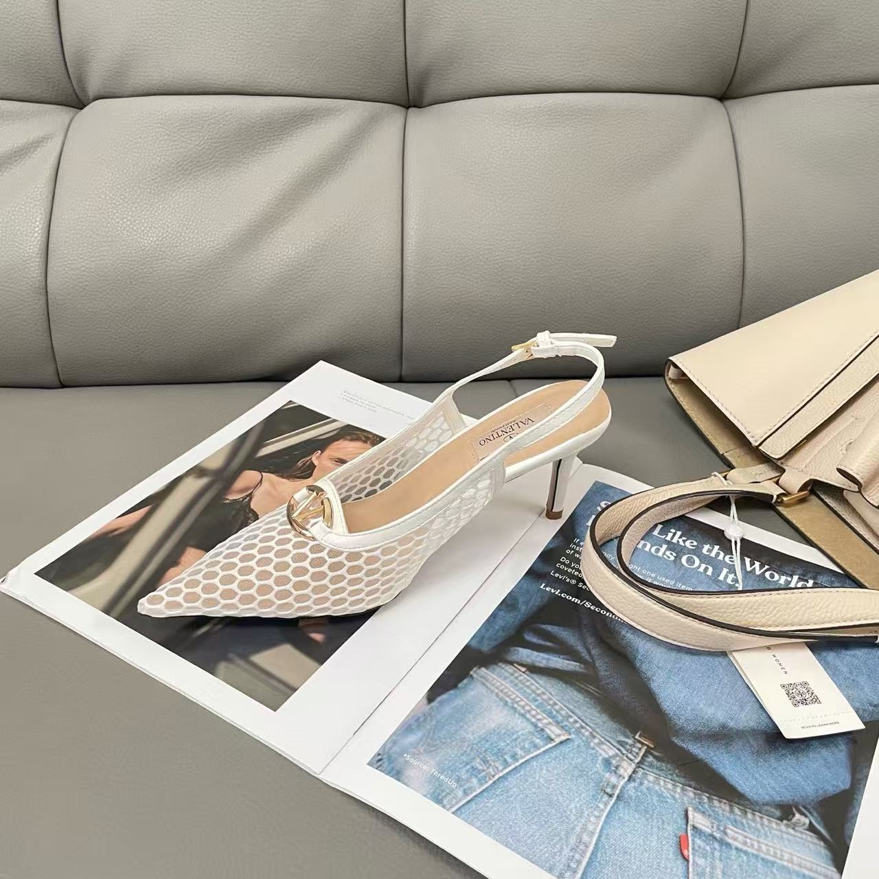 VALENT1NO メッシュ中空ポインテッドハイヒール【50％割引+送料無料】