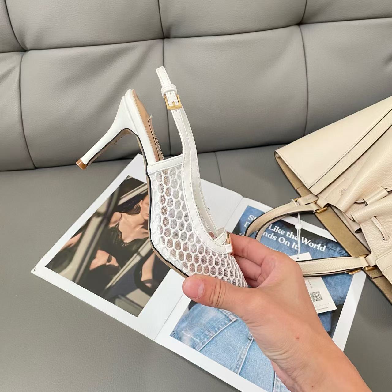 VALENT1NO メッシュ中空ポインテッドハイヒール【50％割引+送料無料】