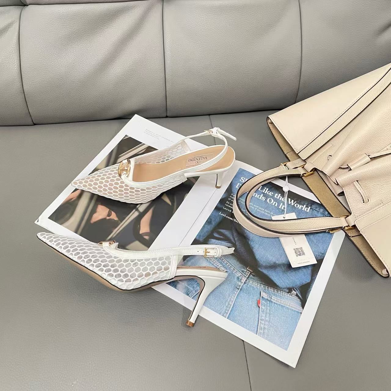 VALENT1NO メッシュ中空ポインテッドハイヒール【50％割引+送料無料】