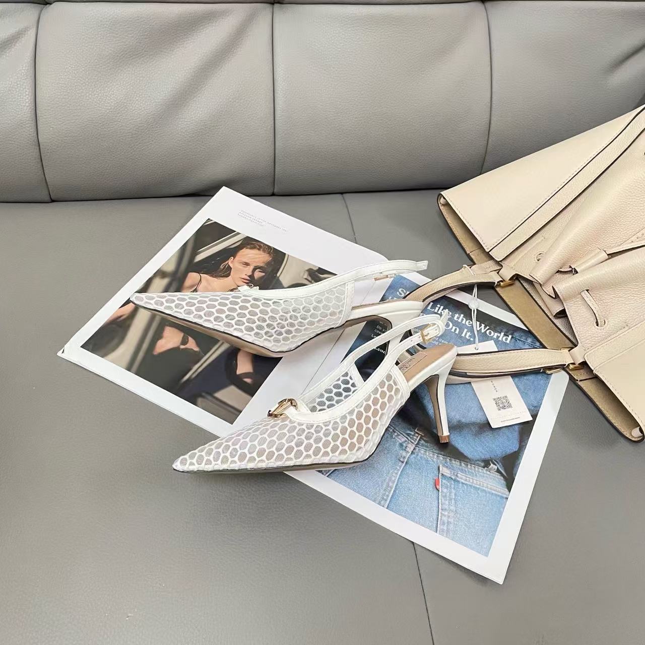 VALENT1NO メッシュ中空ポインテッドハイヒール【50％割引+送料無料】