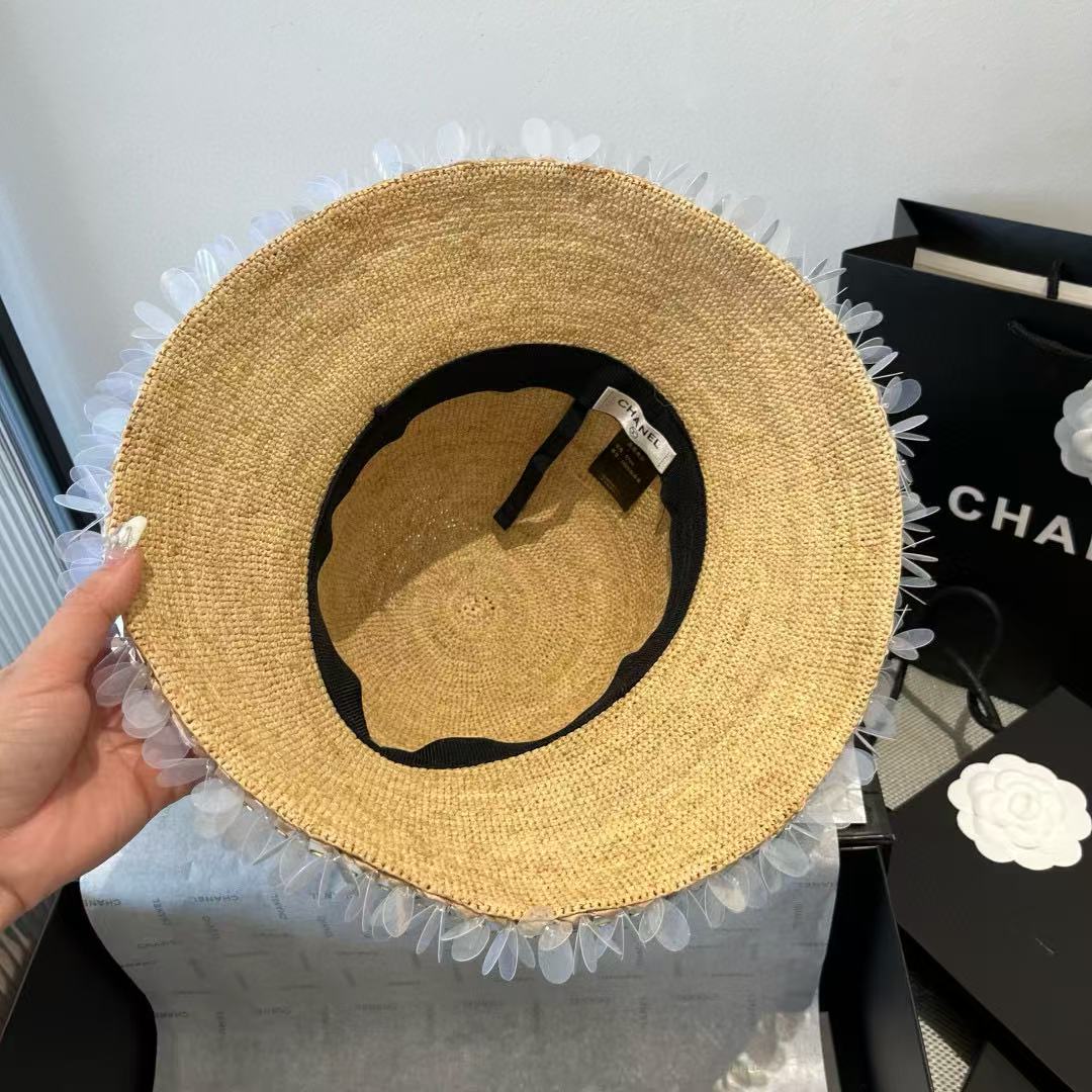 CHANE1 ラフィアハット ブローチ付き【 50％割引+送料無料】