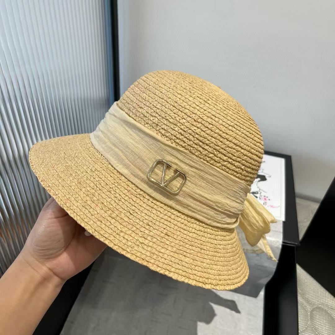 VALENT1NO レースアップ ラフィア ストローハット【 50％割引+送料無料】