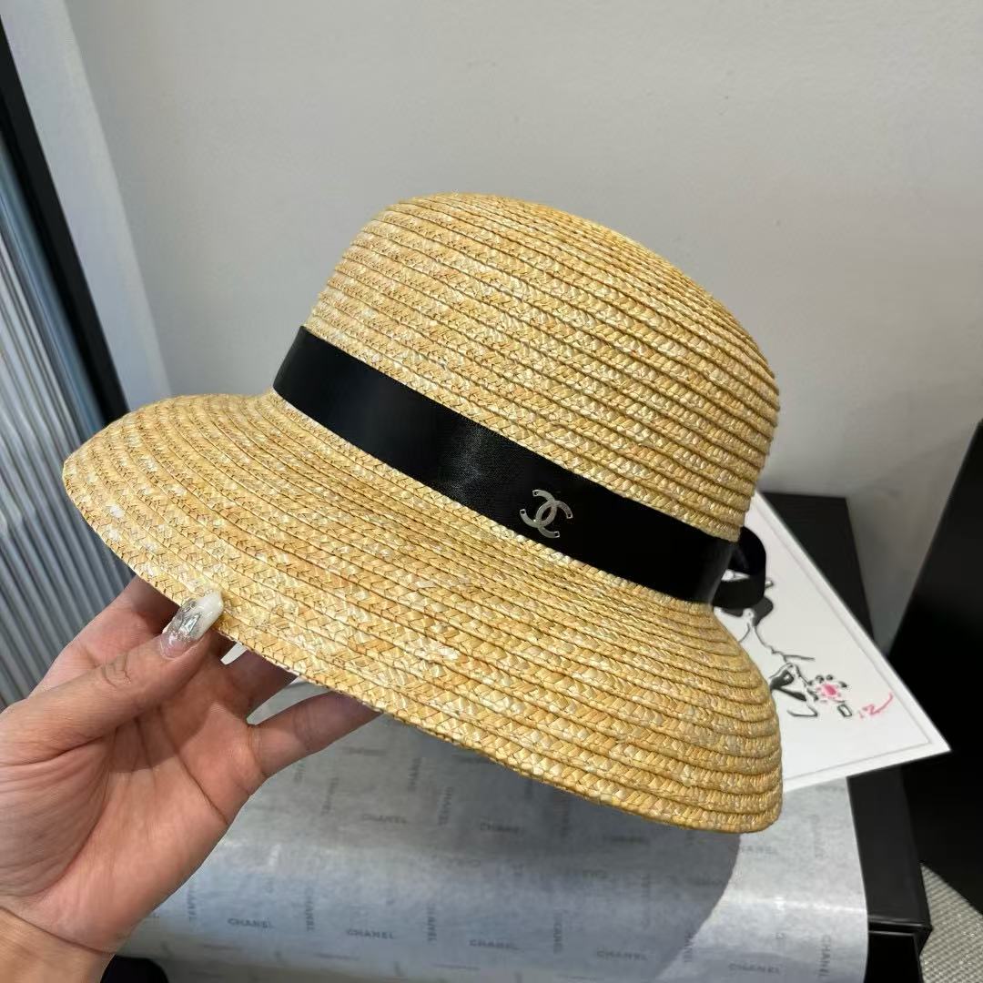 CHANE1 ウェビングダブルCラフィアハット【 50％割引+送料無料】