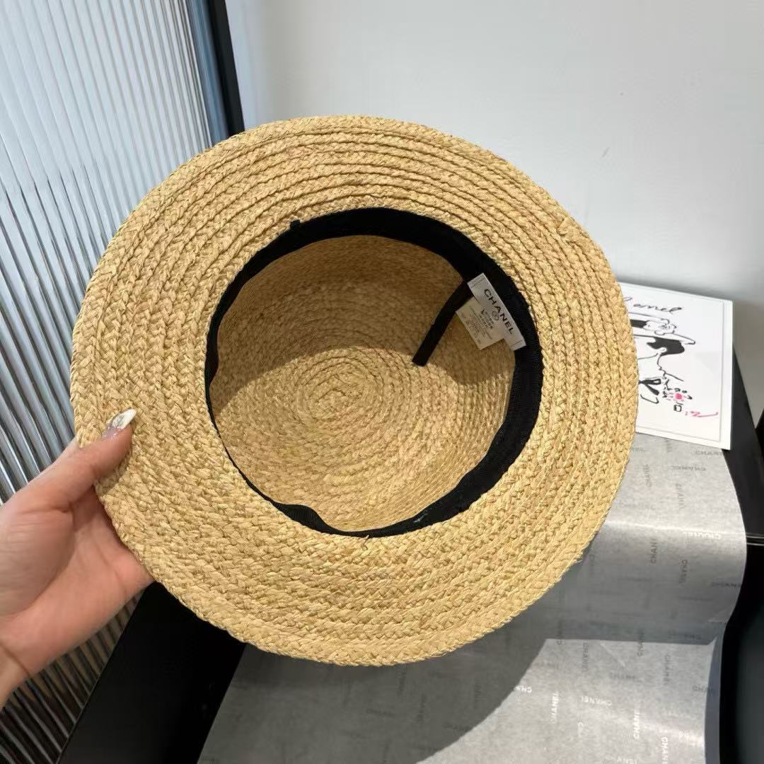 CHANE1 レタリング フラット ラフィア ハット【 50％割引+送料無料】