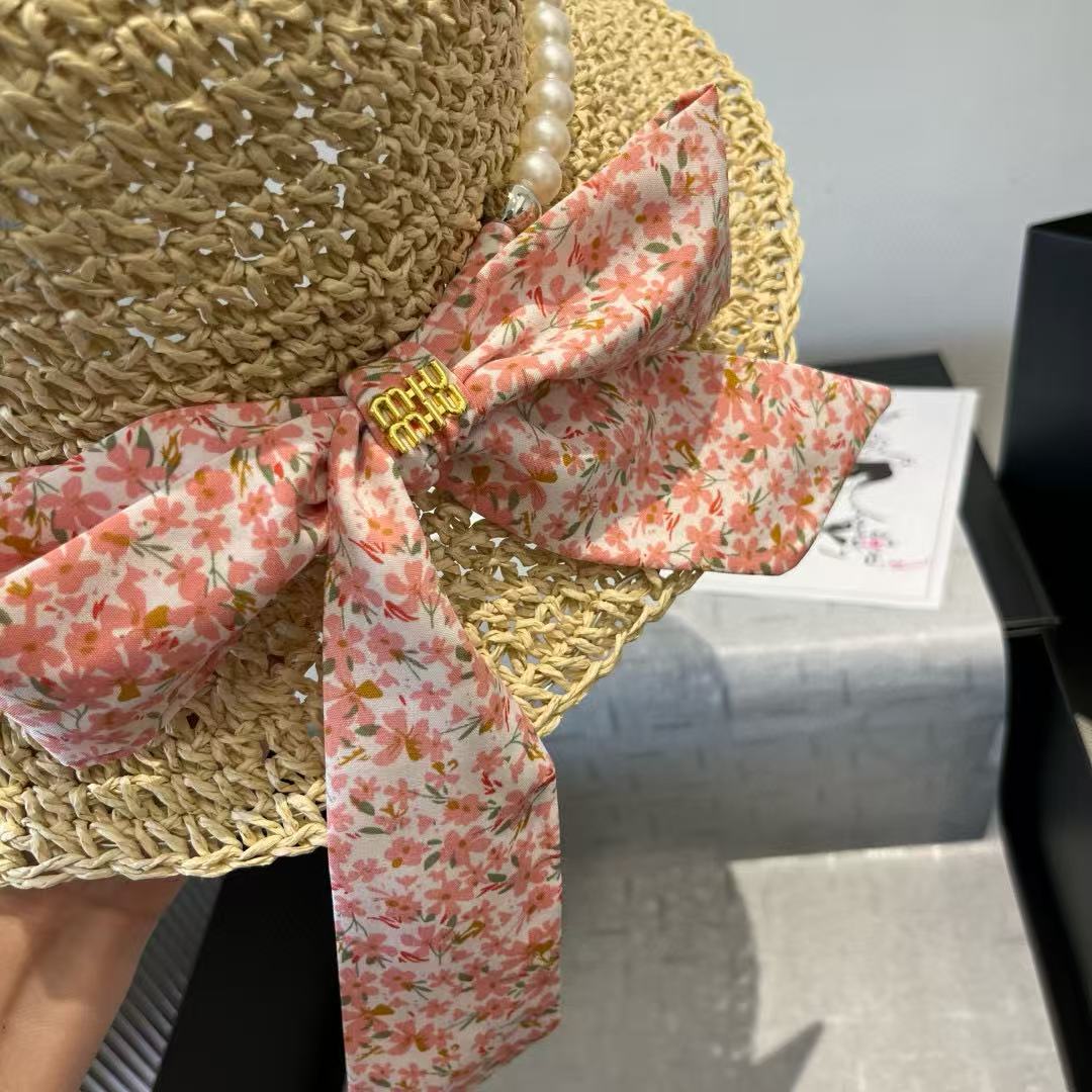 M1UM1U ボウパール ラフィア ストローハット【 50％割引+送料無料】