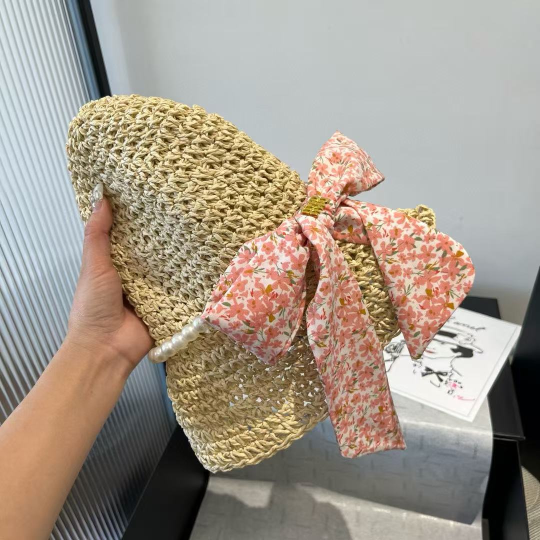 M1UM1U ボウパール ラフィア ストローハット【 50％割引+送料無料】