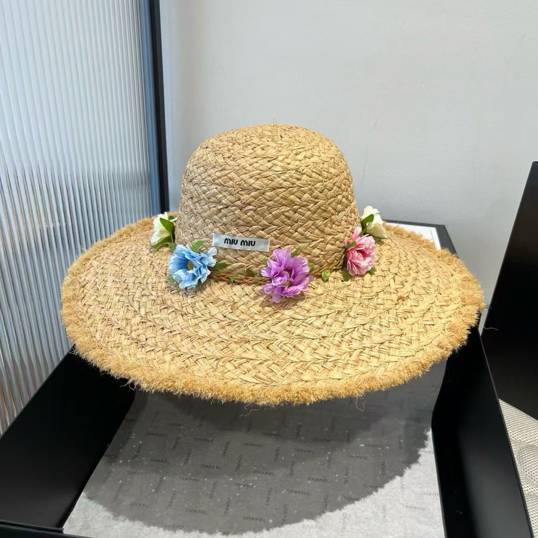 M1UM1U 花柄ラフィアサンハット【 50％割引+送料無料】