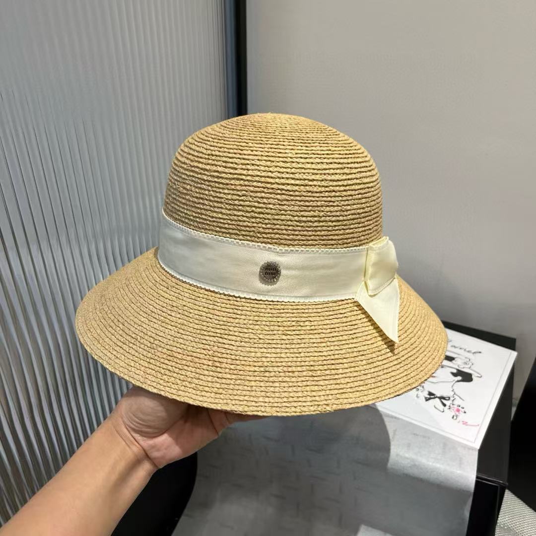 M1UM1U シンプルなラフィアのベイスンハット【 50％割引+送料無料】