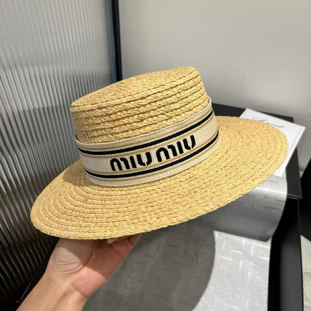 M1UM1U ウェビングレターラフィアフラットハット【 50％割引+送料無料】