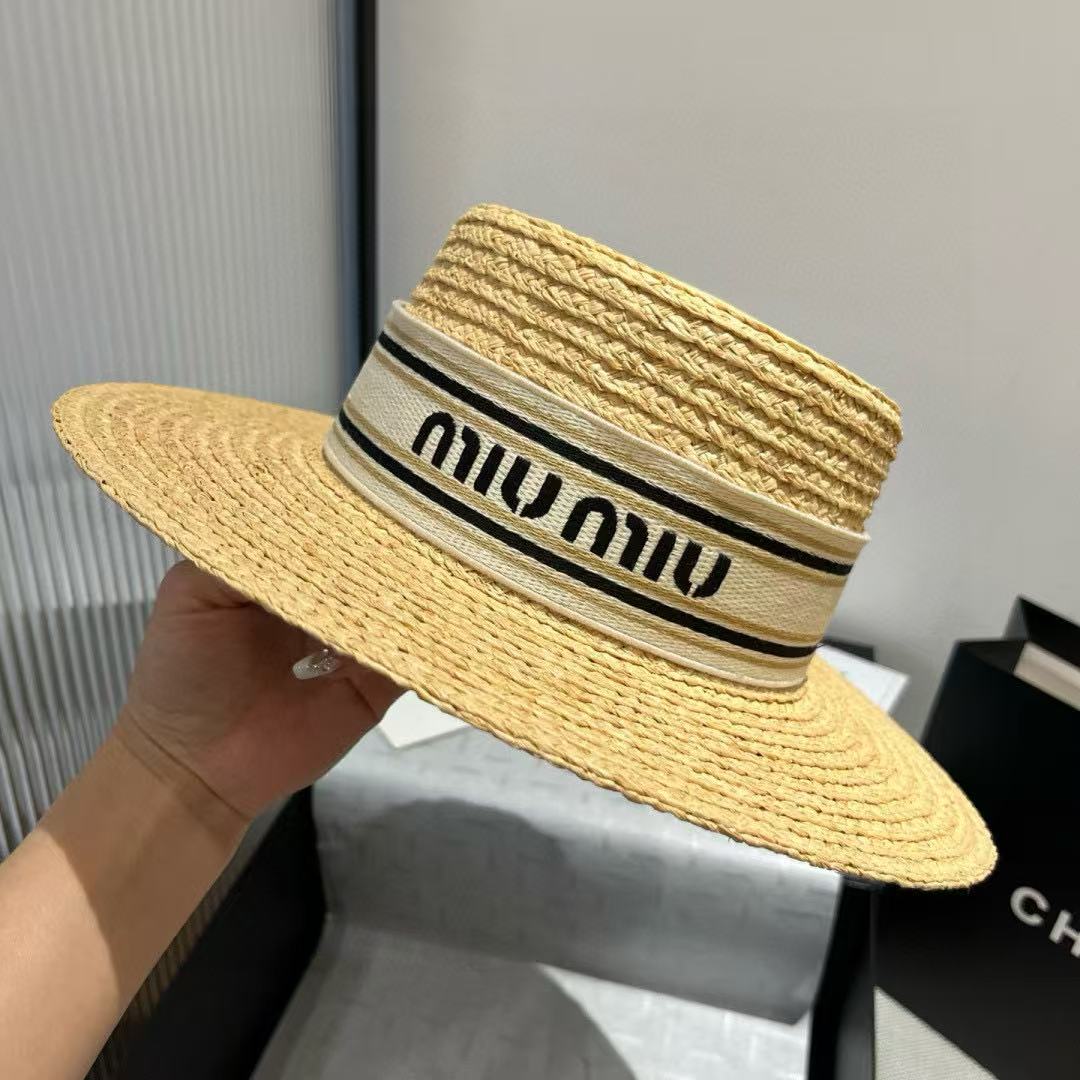 M1UM1U ウェビングレターラフィアフラットハット【 50％割引+送料無料】
