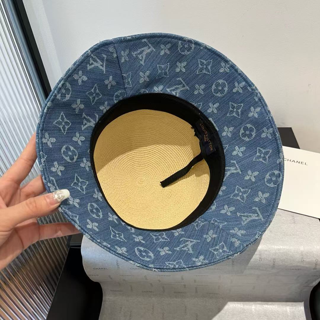 LVカラーブロックデニムラフィアハット【 50％割引+送料無料】
