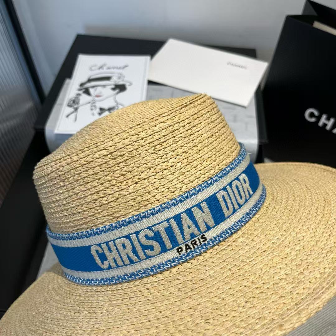 DI0R ブルーウェブラフィアフラットハット【 50％割引+送料無料】