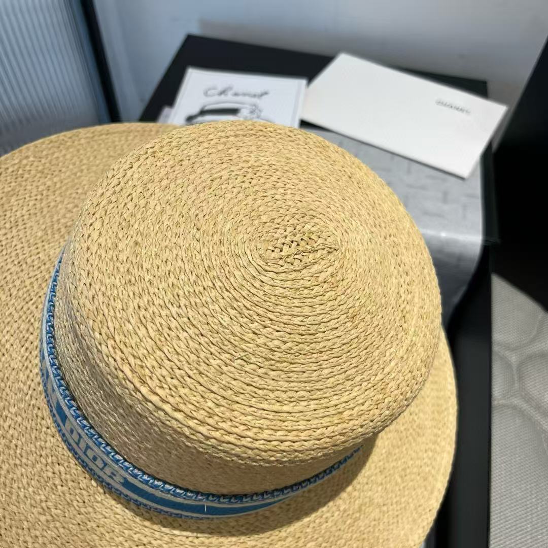 DI0R ブルーウェブラフィアフラットハット【 50％割引+送料無料】