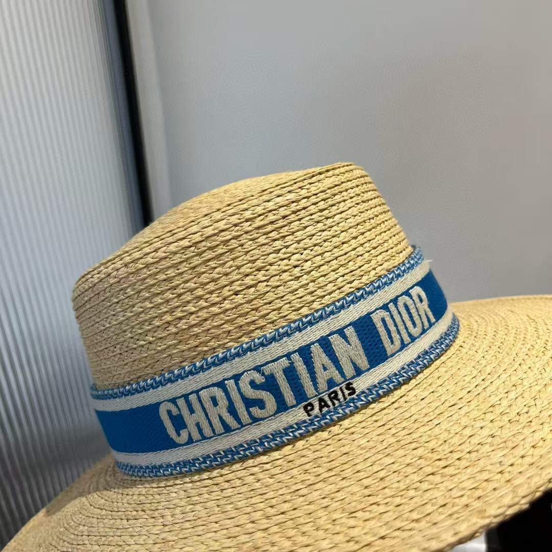 DI0R ブルーウェブラフィアフラットハット【 50％割引+送料無料】