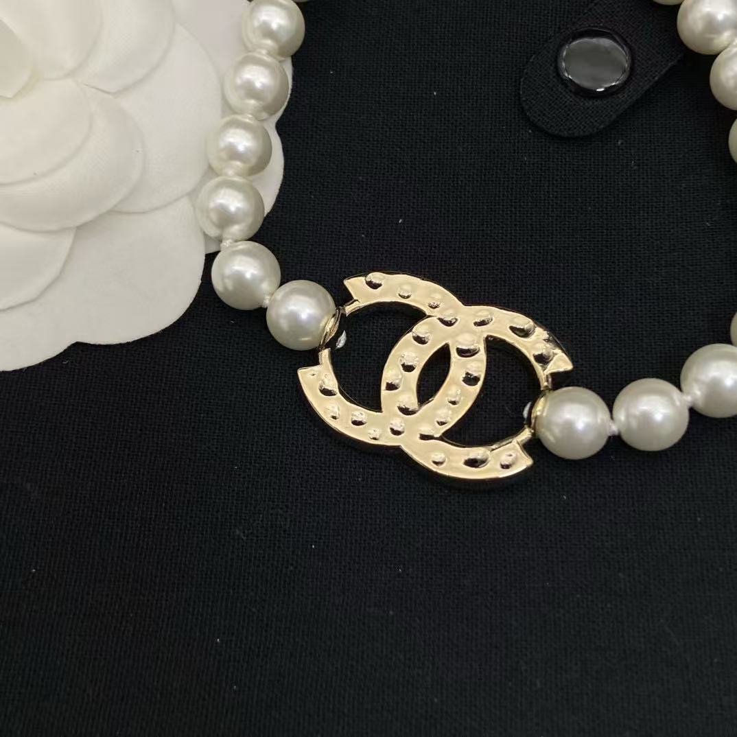 CHANE1 ダブルC ラージパールネックレス【 50％割引+送料無料】