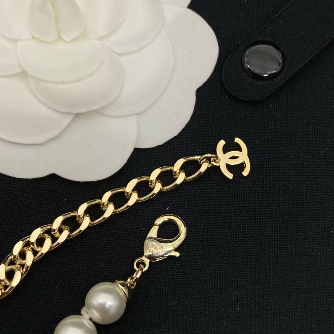 CHANE1 ダブルC ラージパールネックレス【 50％割引+送料無料】