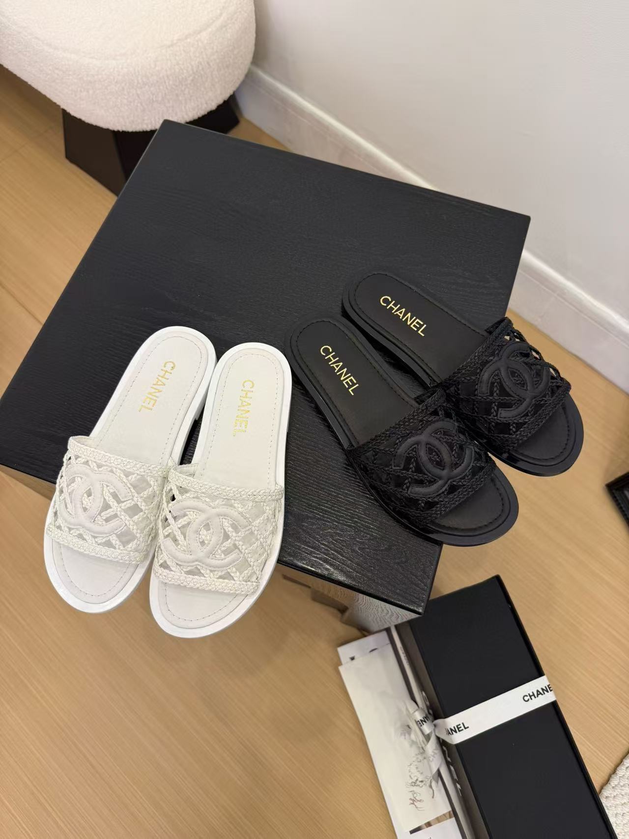 CHANE1 高品質ダブルC中空スリッパ【50％割引+送料無料】