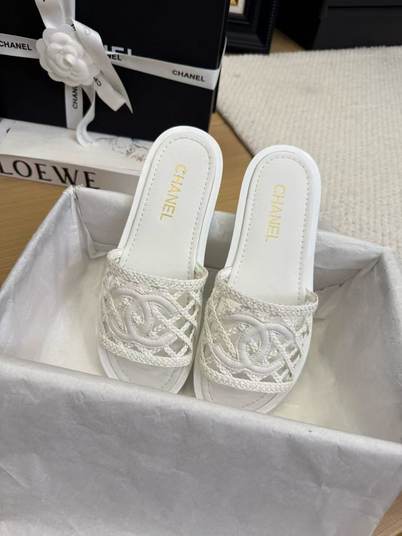 CHANE1 高品質ダブルC中空スリッパ【50％割引+送料無料】