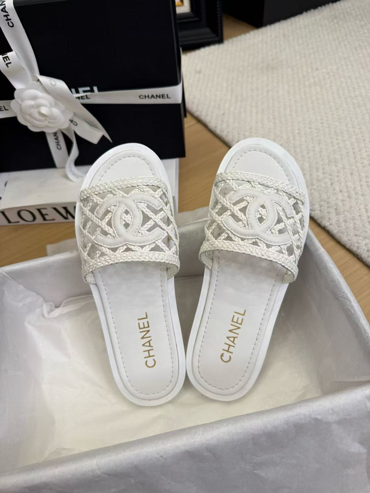 CHANE1 高品質ダブルC中空スリッパ【50％割引+送料無料】
