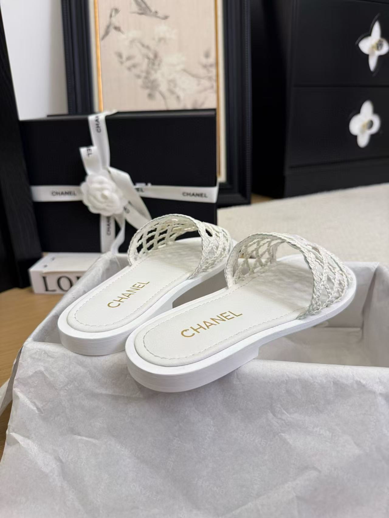 CHANE1 高品質ダブルC中空スリッパ【50％割引+送料無料】