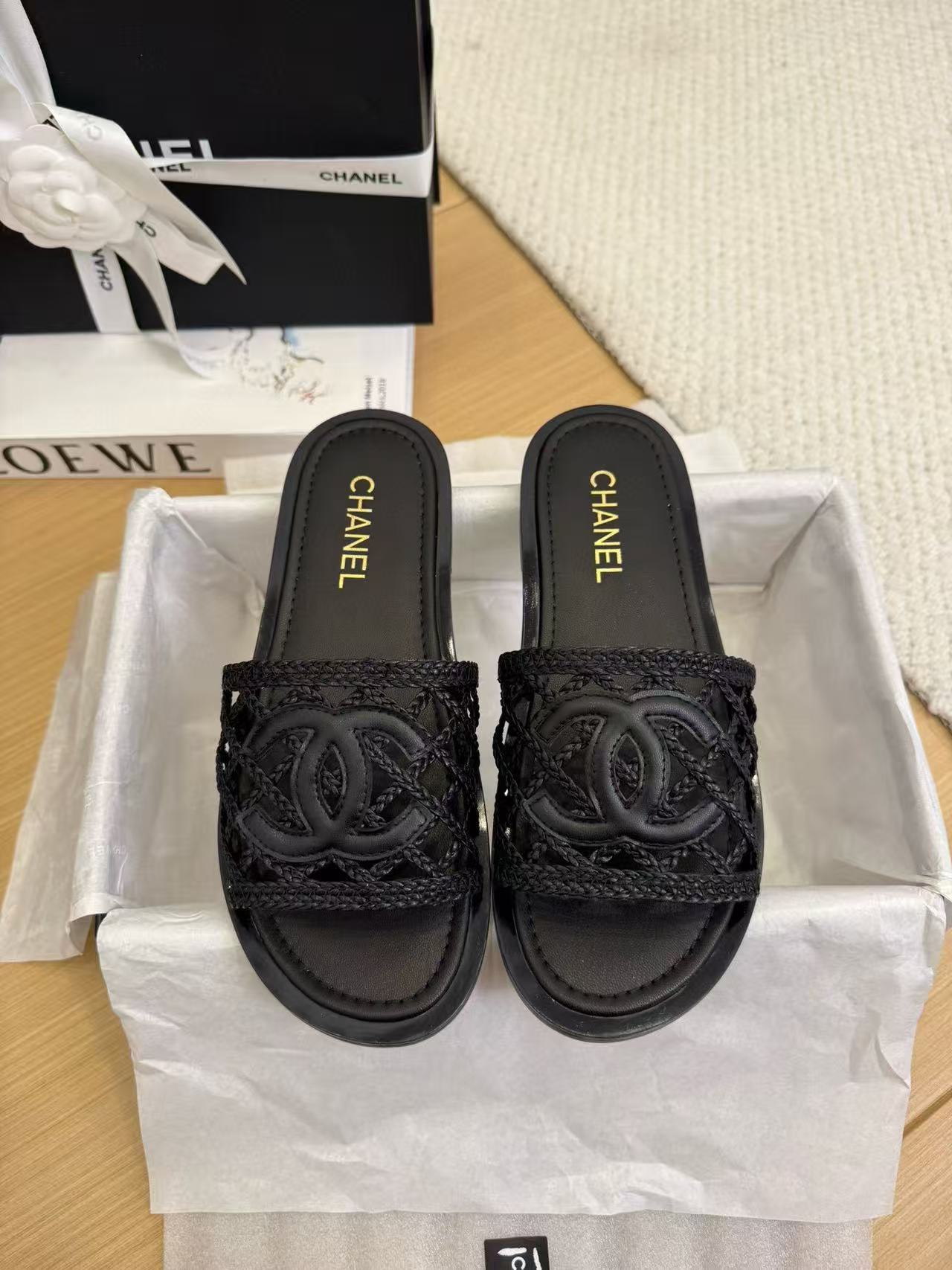 CHANE1 高品質ダブルC中空スリッパ【50％割引+送料無料】