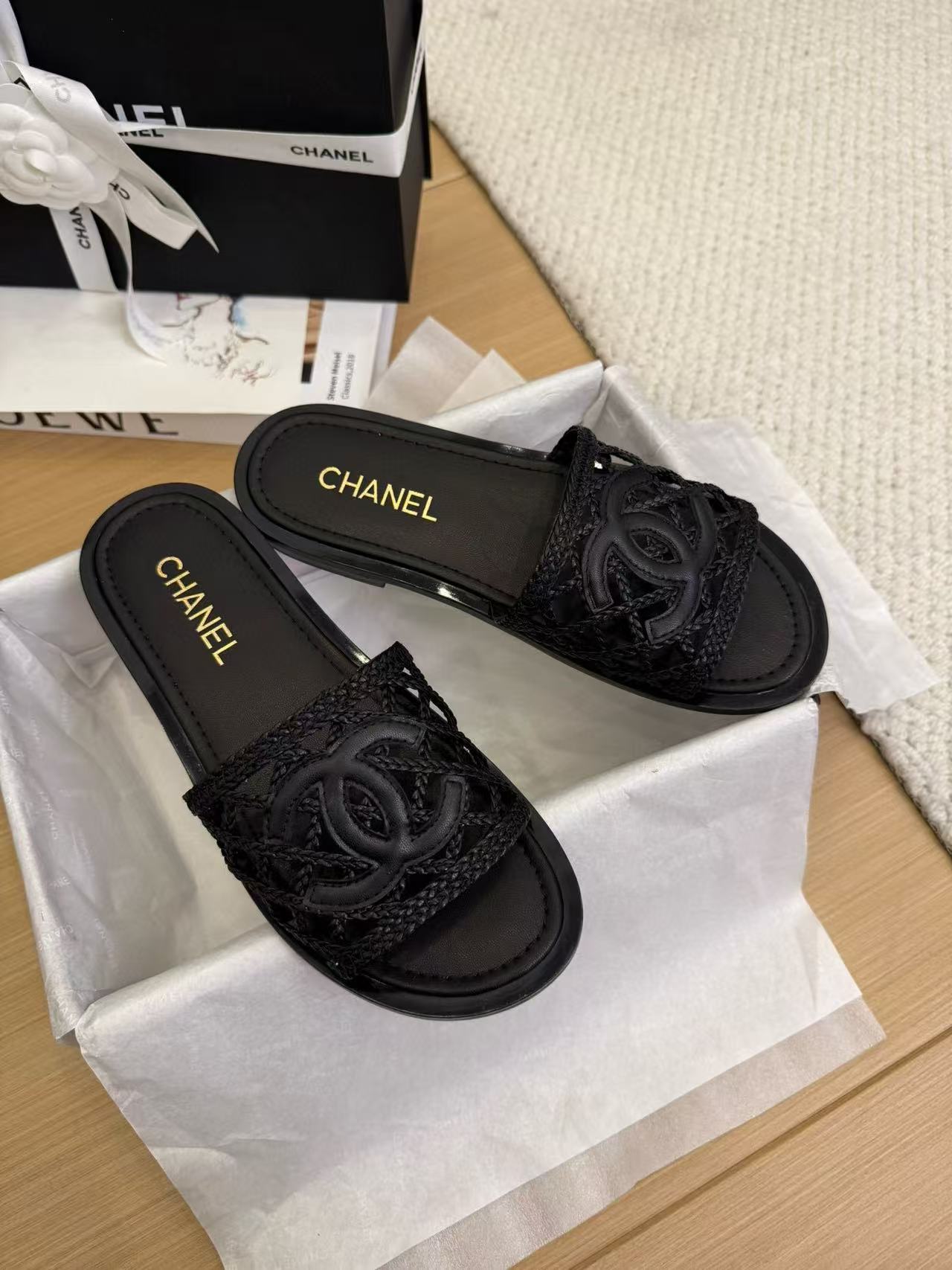 CHANE1 高品質ダブルC中空スリッパ【50％割引+送料無料】