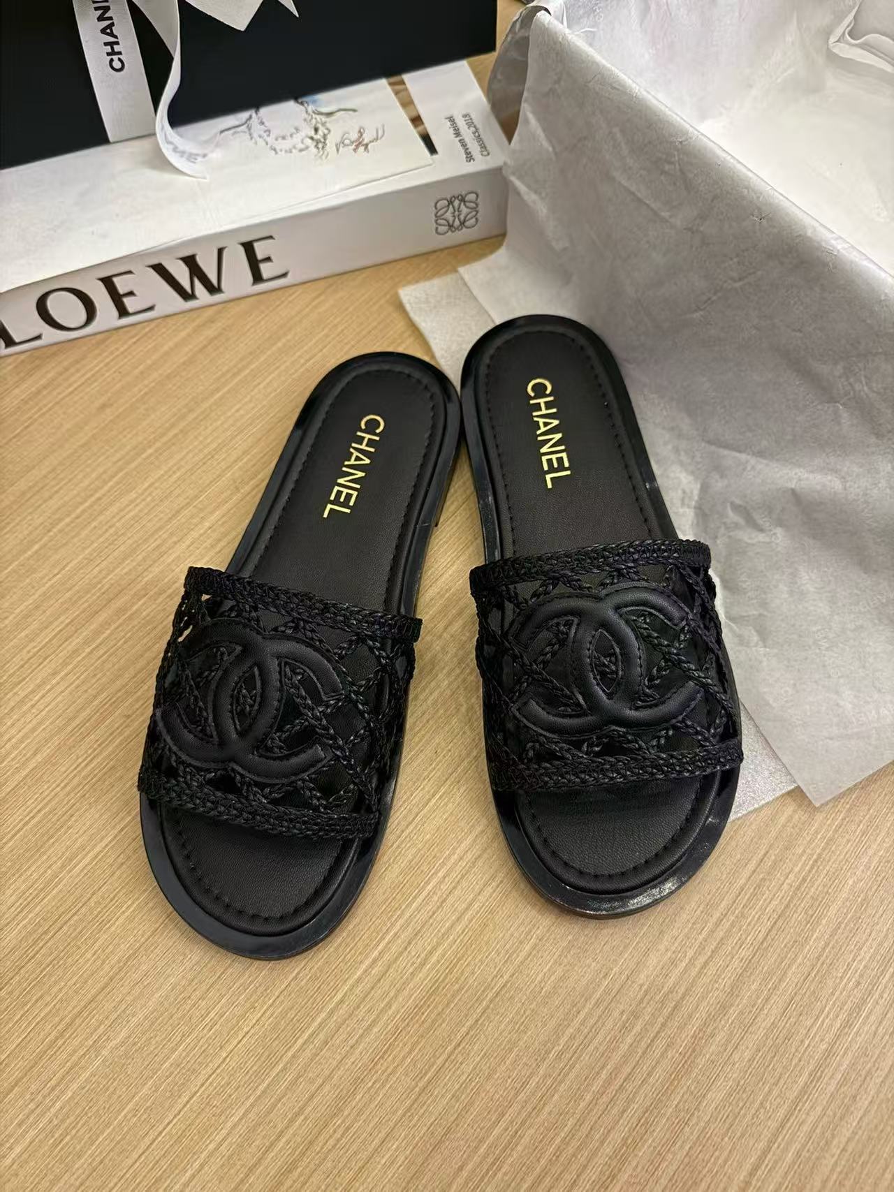 CHANE1 高品質ダブルC中空スリッパ【50％割引+送料無料】