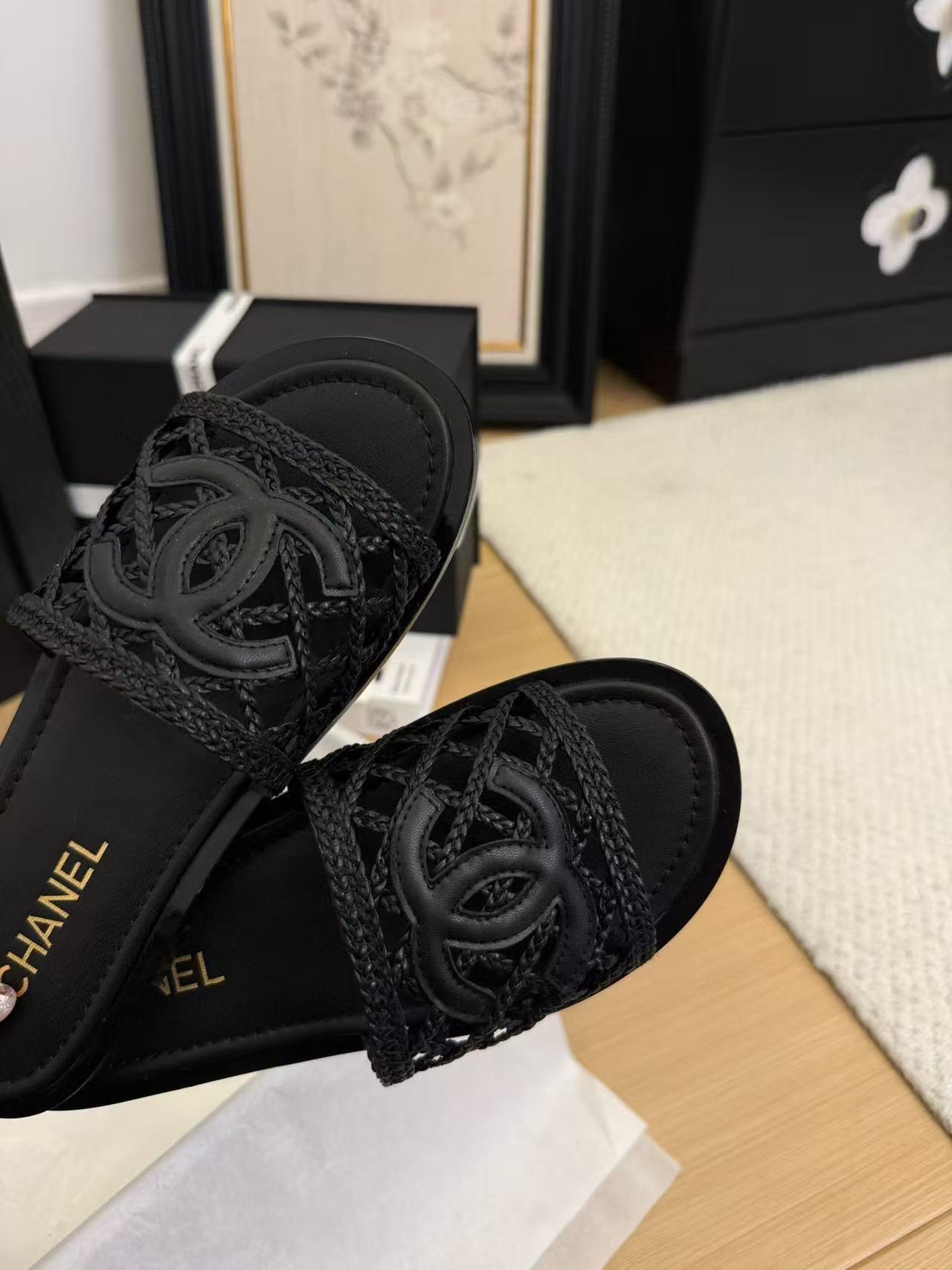 CHANE1 高品質ダブルC中空スリッパ【50％割引+送料無料】
