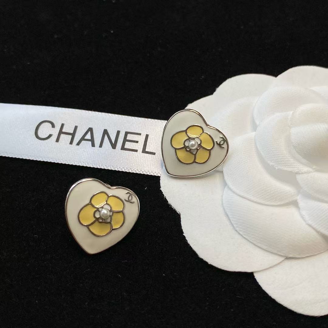 CHANE1 ピーチハート カメリア オイルドロップ イヤリング【 50％割引+送料無料】